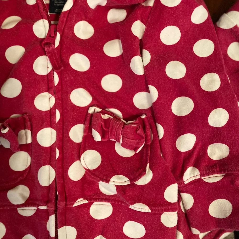 Gap Outfit pink polka dot long sleeve zip up jacket & pants 12-18 M